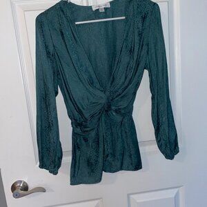 Amour Vert Clemence Cupro Viscose Jacquard Blouse - Darkest Spruce